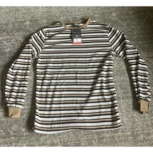 Brooklyn State Long Sleeve Shirt Size L Tan Black And White Q5